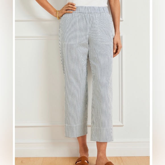 Talbots Seersucker Wide Hem Crop Pant - Picture 3 of 3